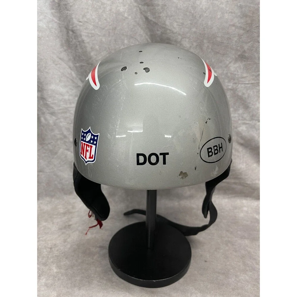 NEW ENGLAND PATRIOTS MOTORCYCLE HELMET SILVER DOT NFL ADULT HALF SHELL